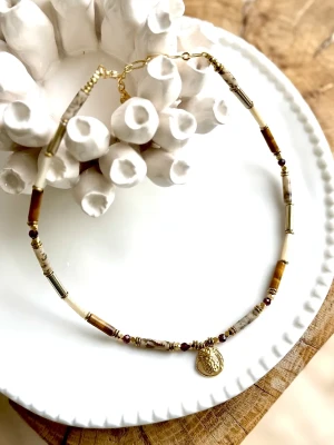 COLLIER CIGALE OEIL DE TIGRE / GRENAT - Protection, Confiance