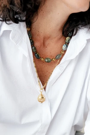 COLLIER HORTENSE LABRADORITE - Protection, Confiance ++