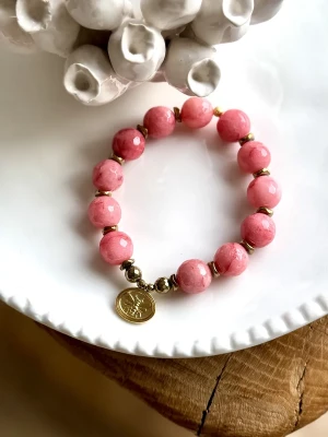 BRACELET ELENA AGATE ROSE CRÉATRICE MADE IN FRANCE PAULETTEQUINCAILLERIE
