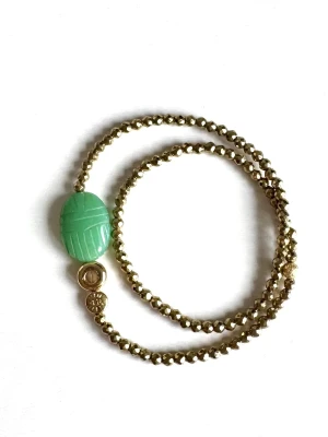 BRACELET SCARABÉE DOUBE PROTECT CHRYSOPRASE CRÉATRICE MADE IN FRANCE PAULETTEQUINCAILLERIE_1